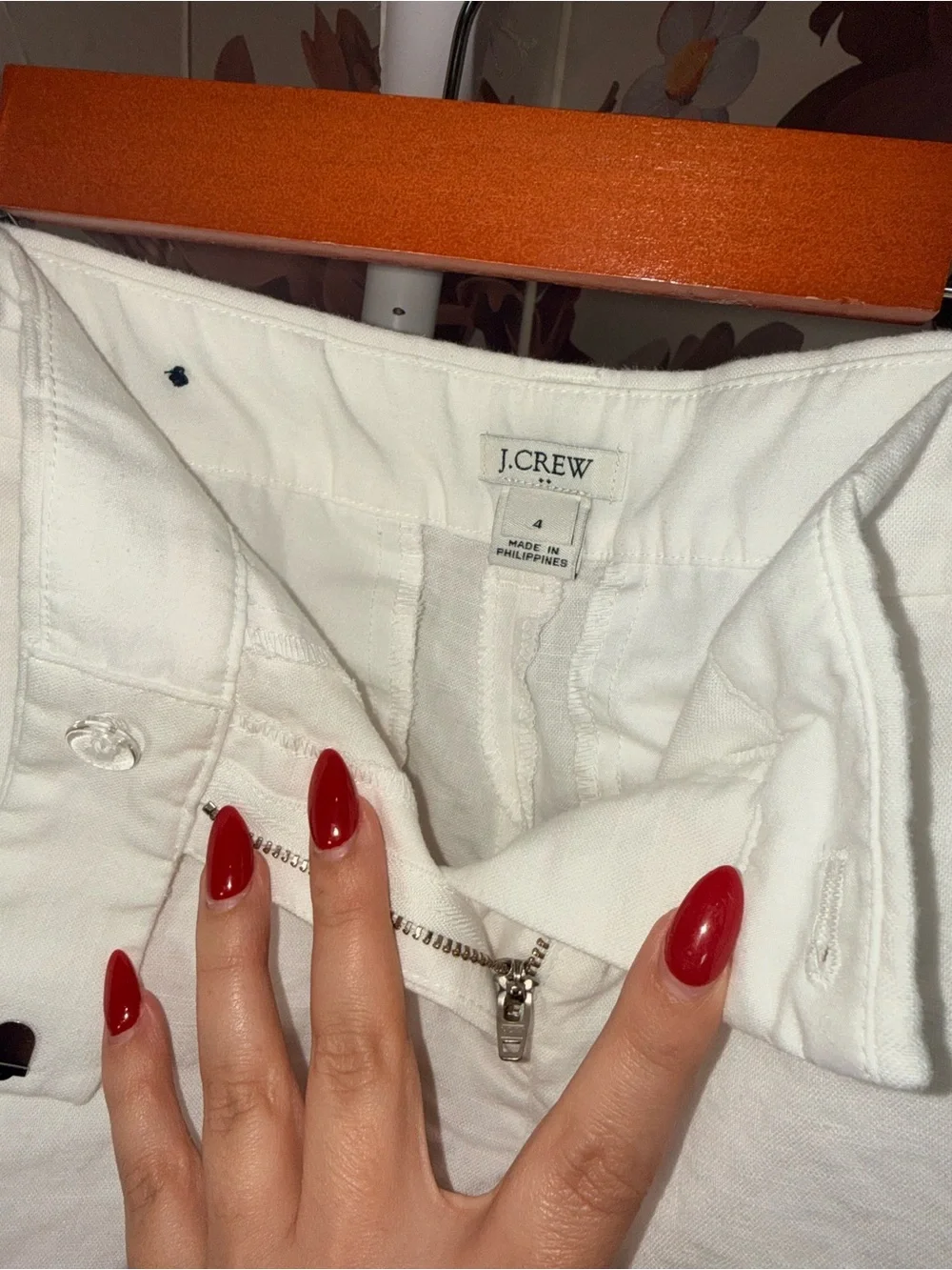 J.Crew White Scalloped Hem Cotton Linen Shorts